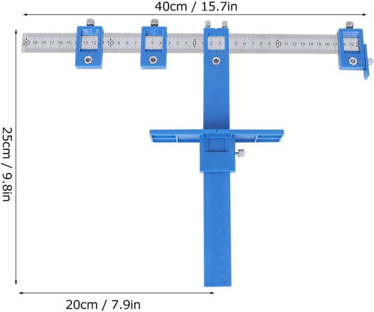 სახაზავი დამჭერით და ნახვრეტების მიმართულების მაჩვენებლით