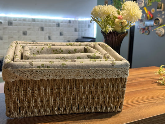 მართკუთხედი მწვანე დაწნული საპურეების ნაკრები ( 3 ცალი )