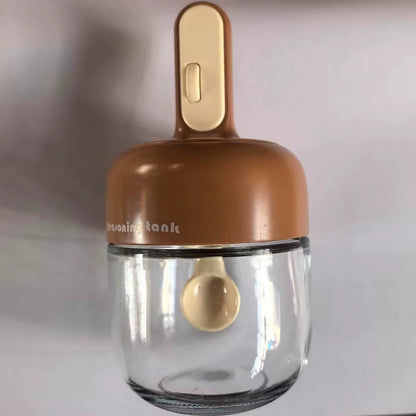 შუშის კონტეინერი კოვზით