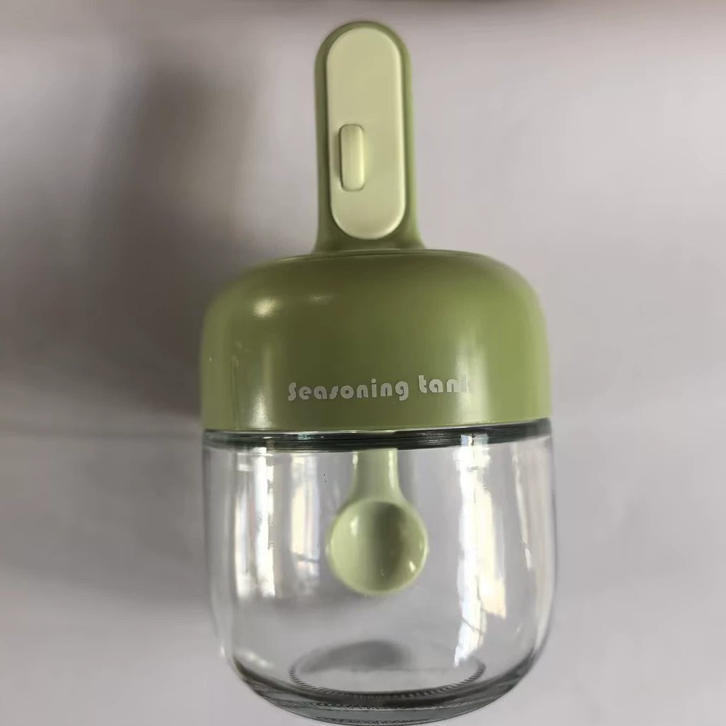 შუშის კონტეინერი კოვზით