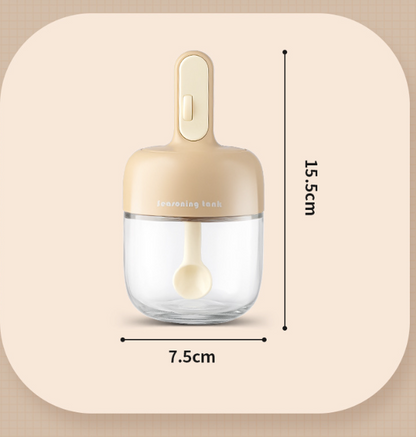 შუშის კონტეინერი კოვზით